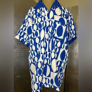 CEGO Custom Shirts Blue and White Abstract Men's Shirt
